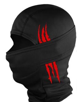 Black Balaclava Full Face Mask Red Claw Print