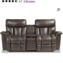 $4,500 La-z-boy Matteo brown leather power reclining chairs couch sofa with console