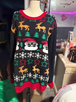NWOT festive Santa & Reindeer holiday Ugly Christmas  Sweater- XL