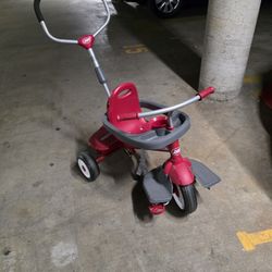 Radio Flyer 4-in-1 Kids Tricycle with Parent Push Handle + Sun Umbrella