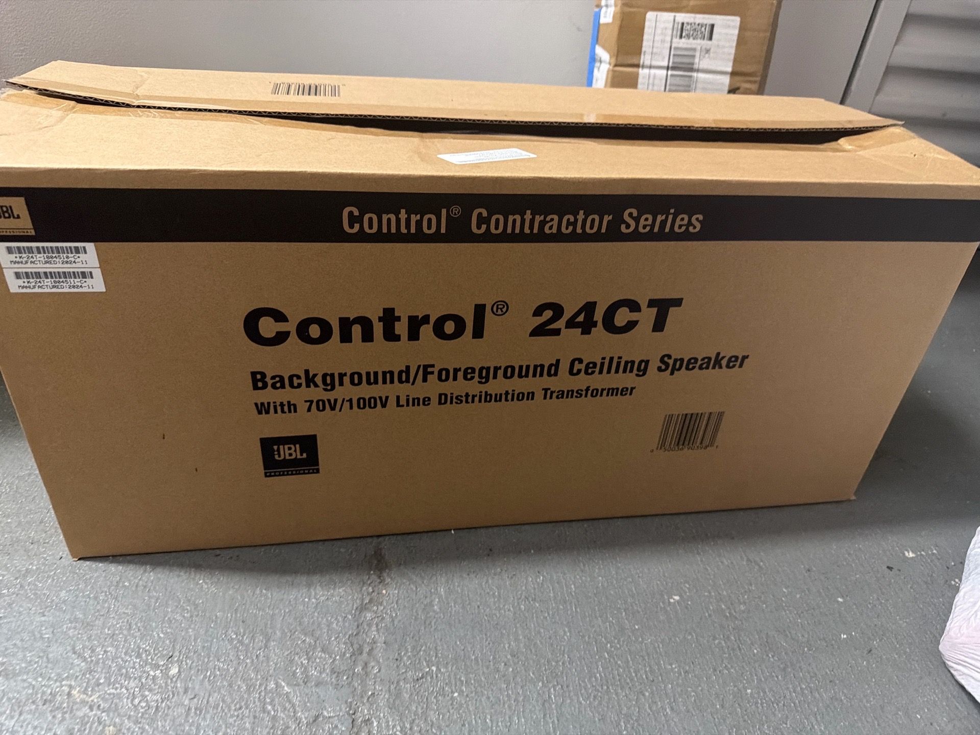 JBL Control 24CT commercial in-ceiling speaker.