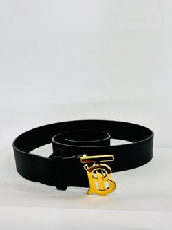 Burberry TB Monogram Black Leather Belt