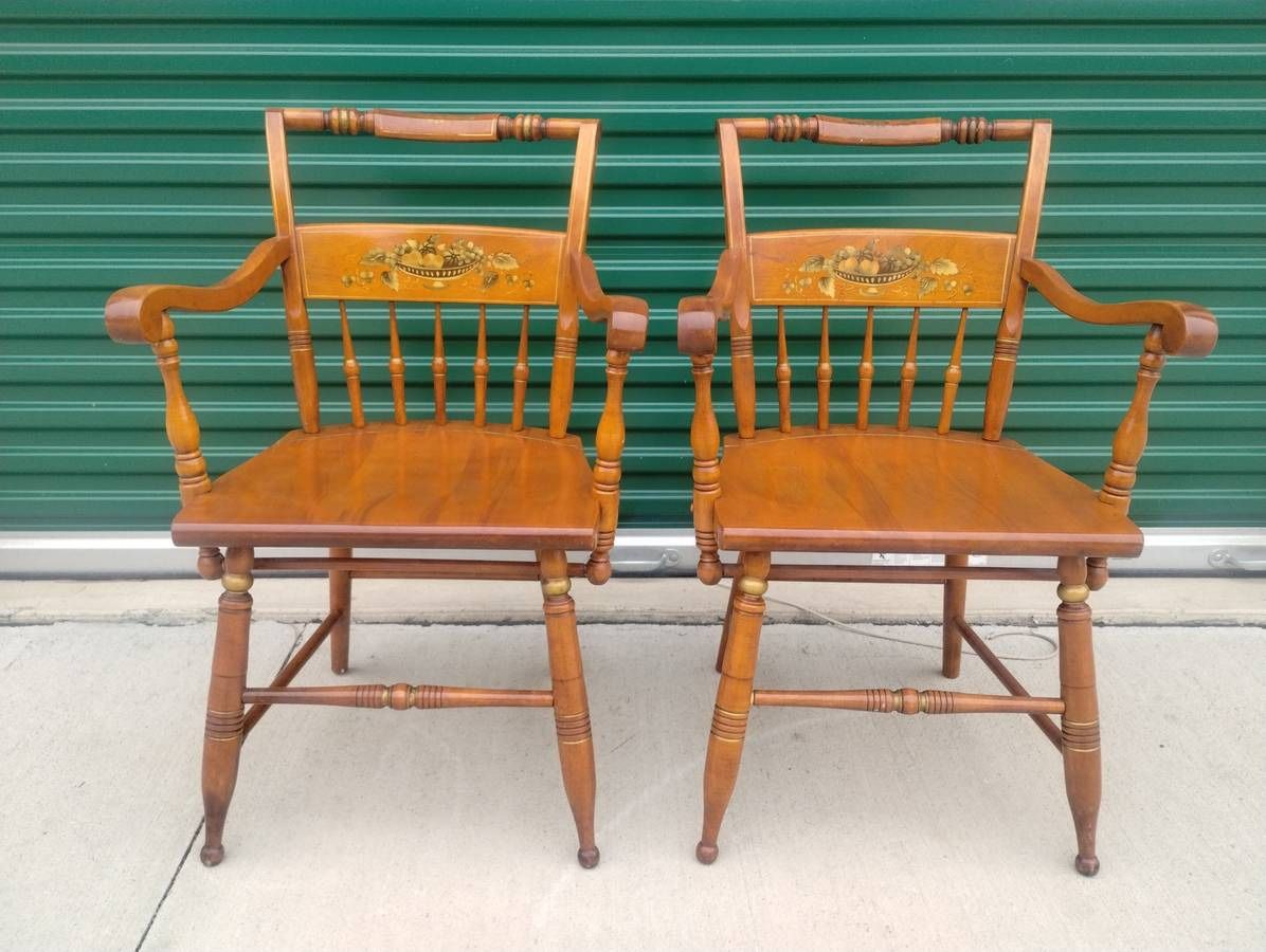 (2) S. Bent & Bros Hitchcock Style Chairs w/ Stencil - NICE!
