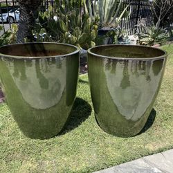 Round Ceramic Pots-Tropical Green Tall Planters($150 each)