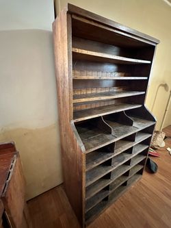 Antique General Store Mercantile Display Cabinet – Solid Oak Cubby Shelf