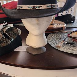 Wrangler Black suede Cowboy Hat With 2 Hatbands