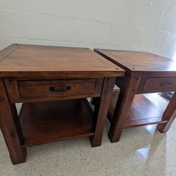 Pair Of Solid Wood End Tables w/ drawers