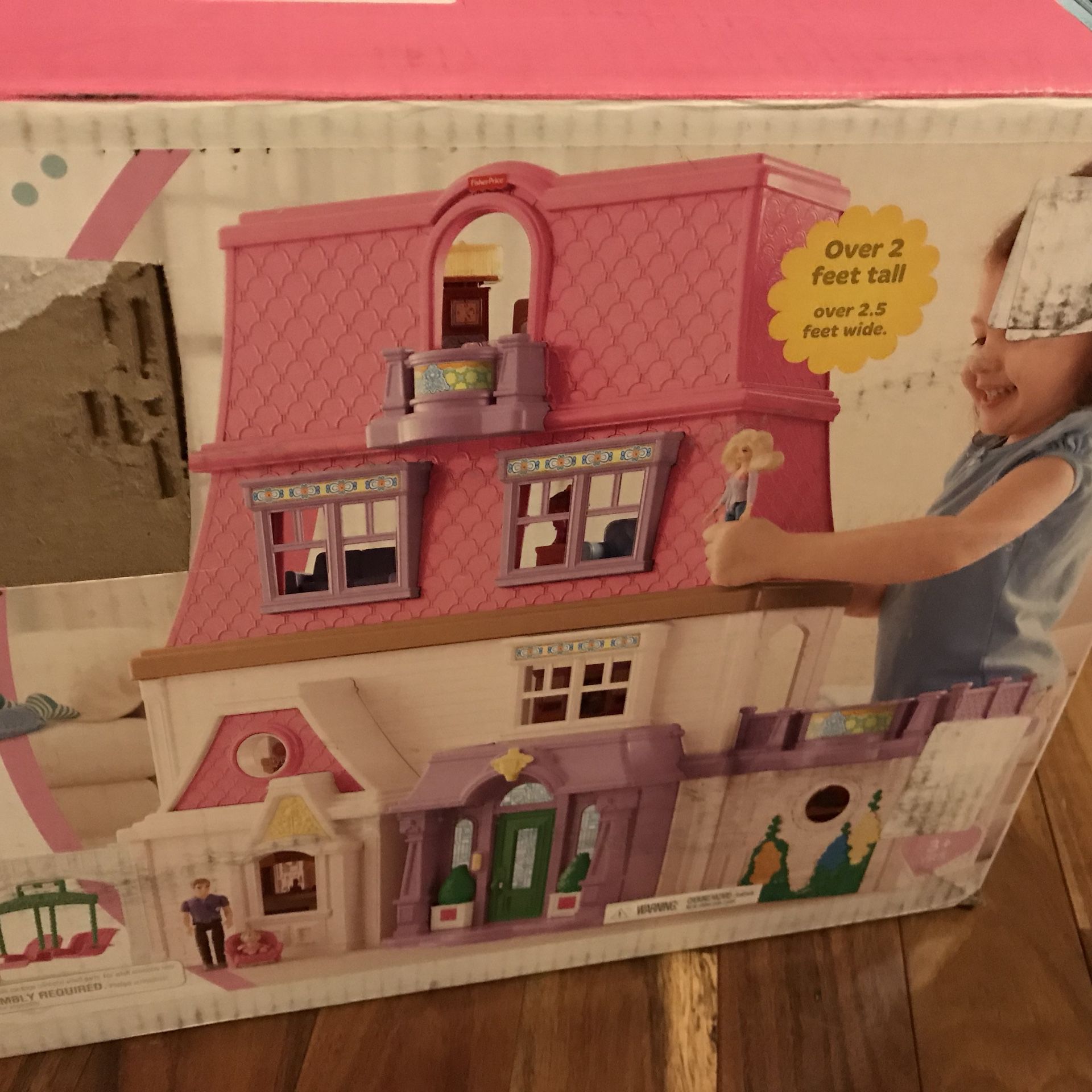 Fisher Price Loving Family Dollhouse 2 feet tall folds for storage in open box