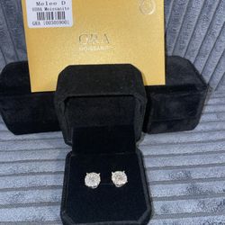 Iced Out 9mm Halo Style 18K Gold Plated Stud Earrings Screwbacks + Box And Papers + Passes Standard Diamond Tester