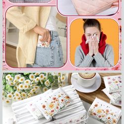 urluoo 50 Pack Spring Flower Pocket Tissues Individual Packs Floral Pocket Facial Bulk 3 Ply Wildflower Wallet Travel Tissues for Spring Wedding Party