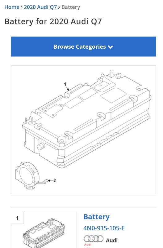 2020 Audi Q7 Assessory Battery 48v  With Converter