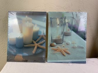 CANVAS 2 Piece Set Wall Art Home Decor  Wall Hanging Lights Up Battery Powered - SEALED