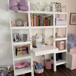 Crate & Barrel Sawyer White Leaning Desk with Two 24.5'' Bookcases