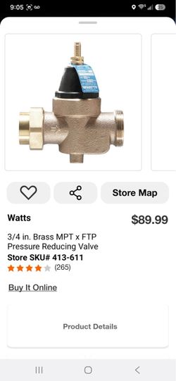 3/4 in. Brass MPT x FTP Pressure Reducing Valve