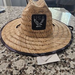 Men's Straw Sun Lifeguard Beach Hat Wide Brim One Size Usa flag Circle