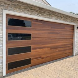 Premium Cedar Plank Insulated Steel Sectional Garage Door