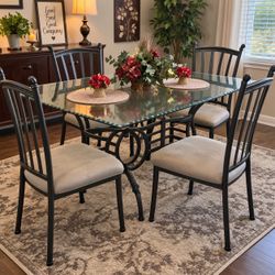 Glass Top Dining Table + 4 Chairs – Heavy Duty Set – GREAT DEAL!
