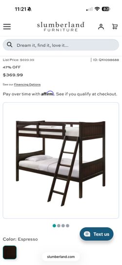 Slumberland Espresso Wood Twin Bunk Bed