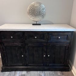 Server / wood cabinet 58”W with stone top by Walter of Wabash