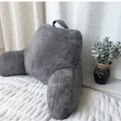 Faux Shearling Bed Rest Pillow Gray - Room Essentials™: Supportive Backrest for Dorm, Hypoallergenic Fill