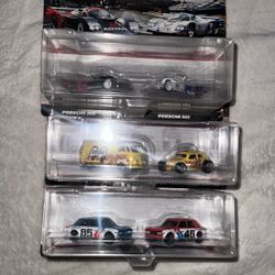 3 LOT 2021 Hot Wheels Premium Car Culture 2 Pack Full Set of 3 Datsun VW Porsche