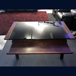 Glass top / wood frame desk