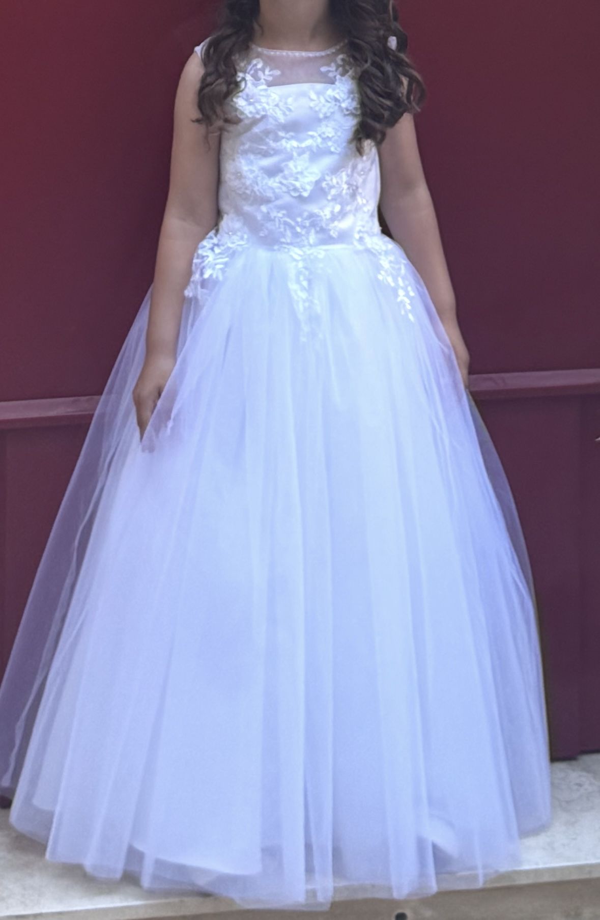 Size 6 Communion Baptism Flower Girl Dress Tulle White