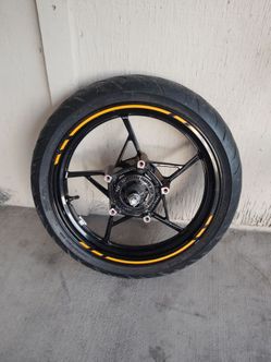 Motorcycle Wheel with Tire and Rim