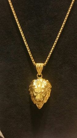 Gold Plated Stainless Steel Lion necklace