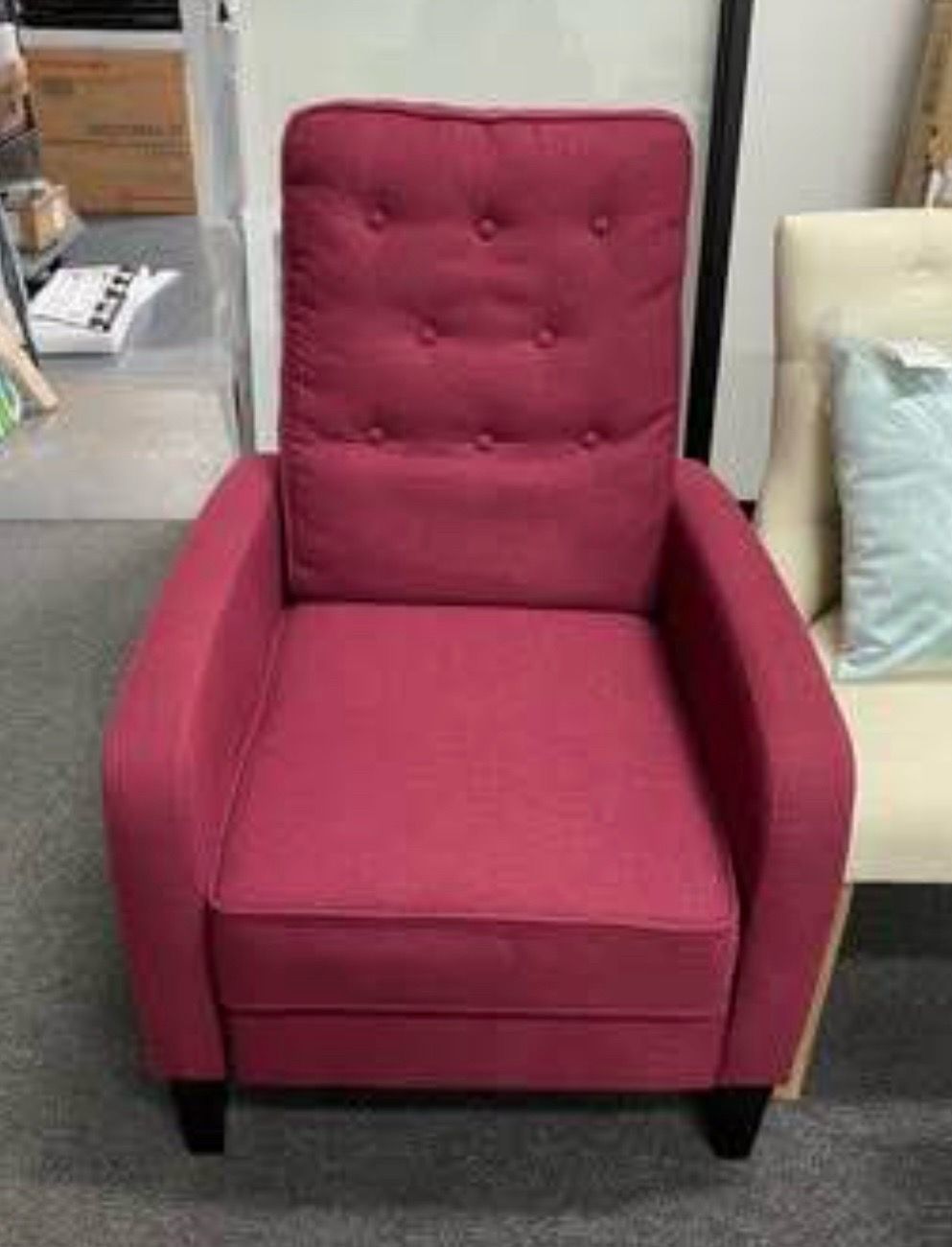 Newly Assembled Modern Button Tufted Fabric Upholstered Push back Recliner Chair