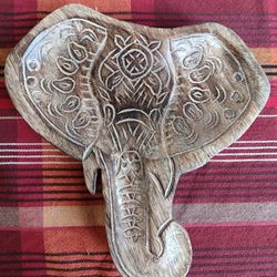 Wood Carved Elephant Tray