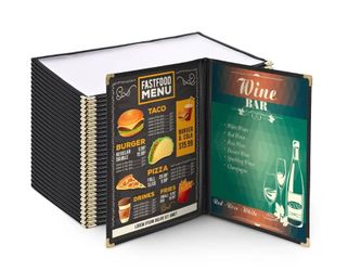 30x Menu Covers Cafe Restaurant Double 8.5x14 in Black - Independence Day Sale