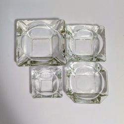 Ash Trays Bundle Four Clear Glass Small Medium Large