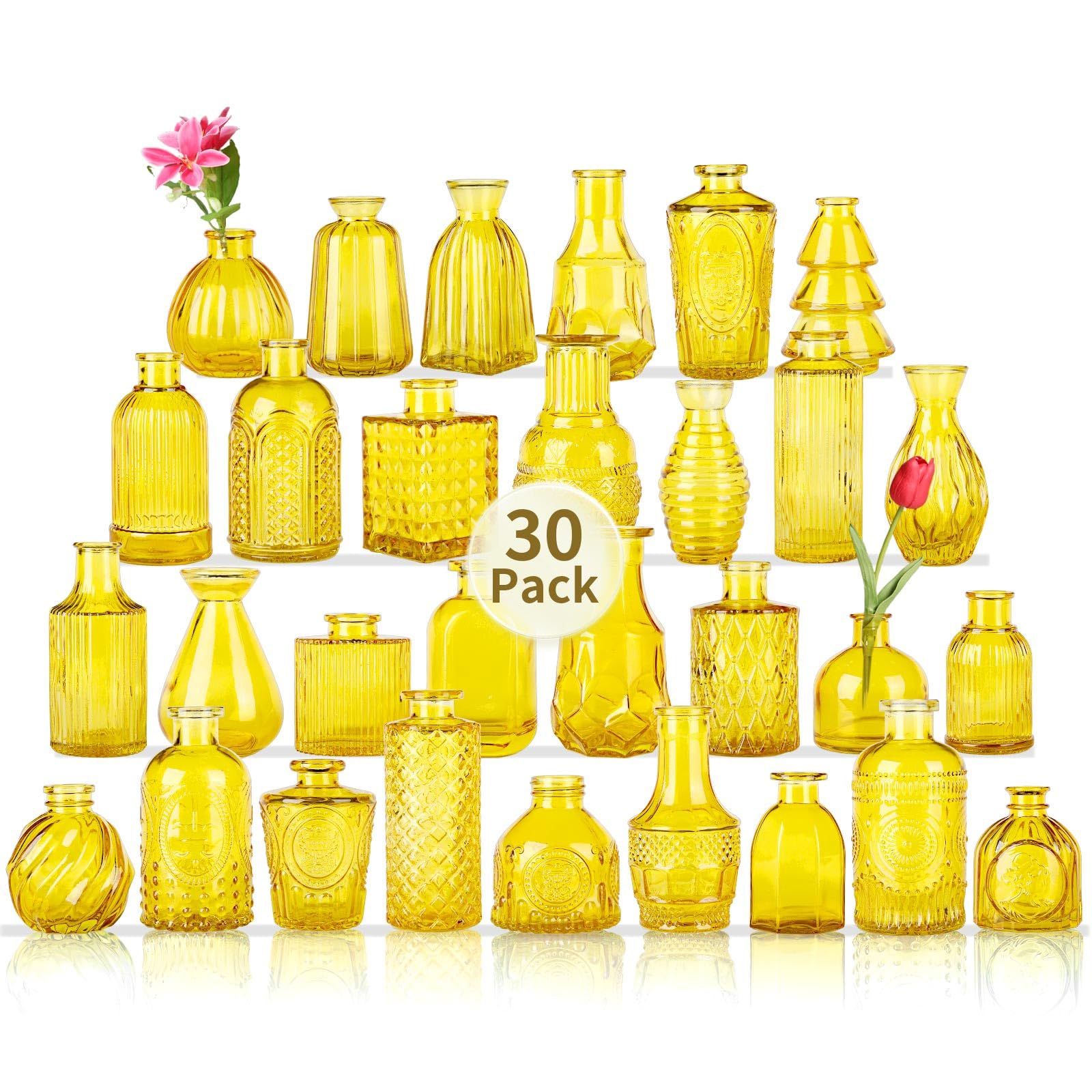 29 Pieces Mini Glass Vases For Wedding & Bridal Shower Centerpieces,