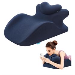Memory Foam Ergonomic Rest Pillow - Prone Pillow for Sleeping, Reading Pillow for Bed, Ergonomic Support for Back Pain, Acid Reflux & Sitting Up, Idea