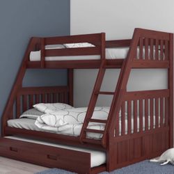 NEW BUNK BED FULL IVER TWIN WITH TRUNDLE BED AND NEW MATTRESS INCLUDED