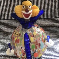 Authentic GlassOfVenice Murano Glass Clown - Round in mint condition