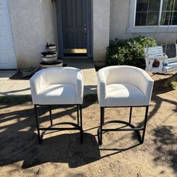 2 Matching Beige Barstool Kitchen Chairs Modern Kitchen Bar Height Chairs 