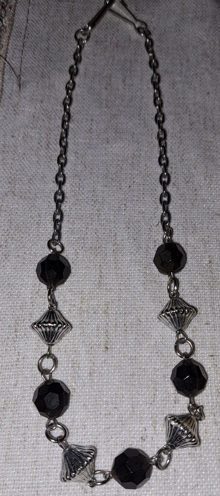 Simple Black Silver Bead Necklace