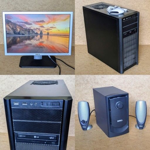 Antec AMD Athlon 8GB RAM 1TB 3 HD Windows 10 desktop PC computer with Dell monitor & speakers