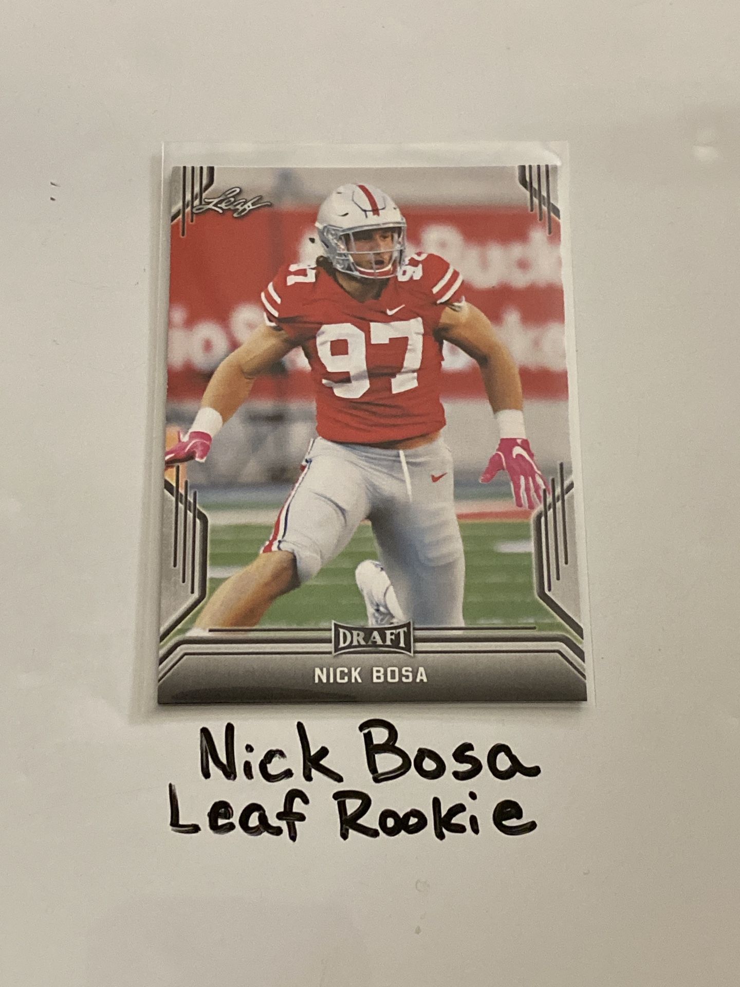Nick Bosa San Francisco 49ers All-Pro DE Leaf Rookie Card.