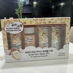 Esfolio Glowy Rice Travel Kit Skin Care -Set Toner Made In Korea Brand New 4pcs