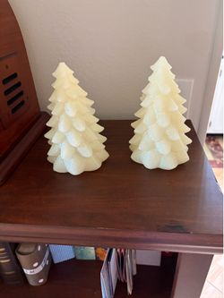 2 GLITTER TREE LED CANDLE SET