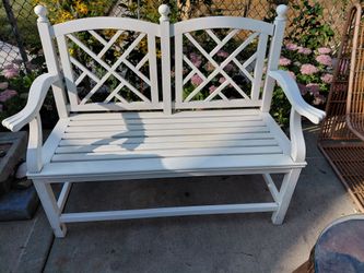 White Wood Outdoor Garden Bench