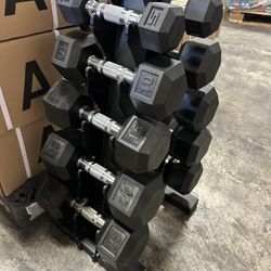 150 Lbs Hex Dumbbell Set With Rack (5-25)