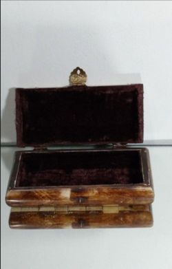 VINTAGE BONE - BRASS JEWELRY BOX 6"×3"
