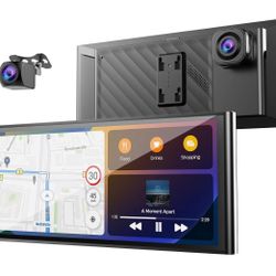 9.26'' Carplay Screen for Car with 4K Dash Cam, Compatible with Apple Carplay & Android Auto, Carplay with 1080p Backup Camera, Mirror Link, Loop Reco