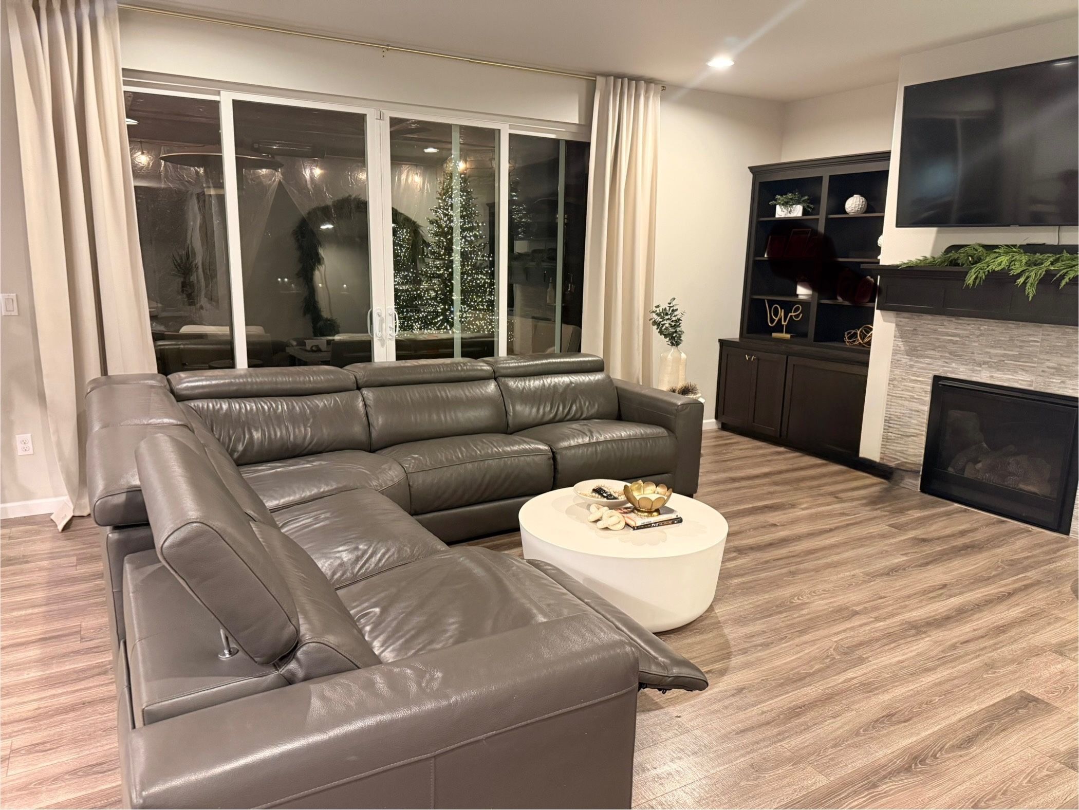 Gray leather Sectional Couch 