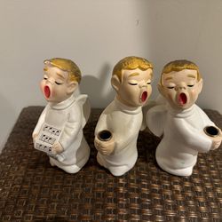 3 Vintage, Singing Angles And Choir Boy, Candlesticks 
