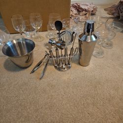 Cocktail Mixer Set; Wine  and Margarita Glasses